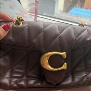 Coach Brown Quilted Crossbody Bag with Gold Hardware